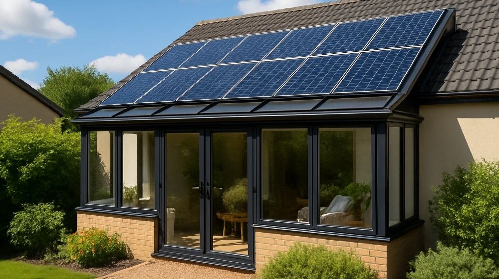 installation panneaux solaires véranda exposée sud production électricité verte énergie solaire